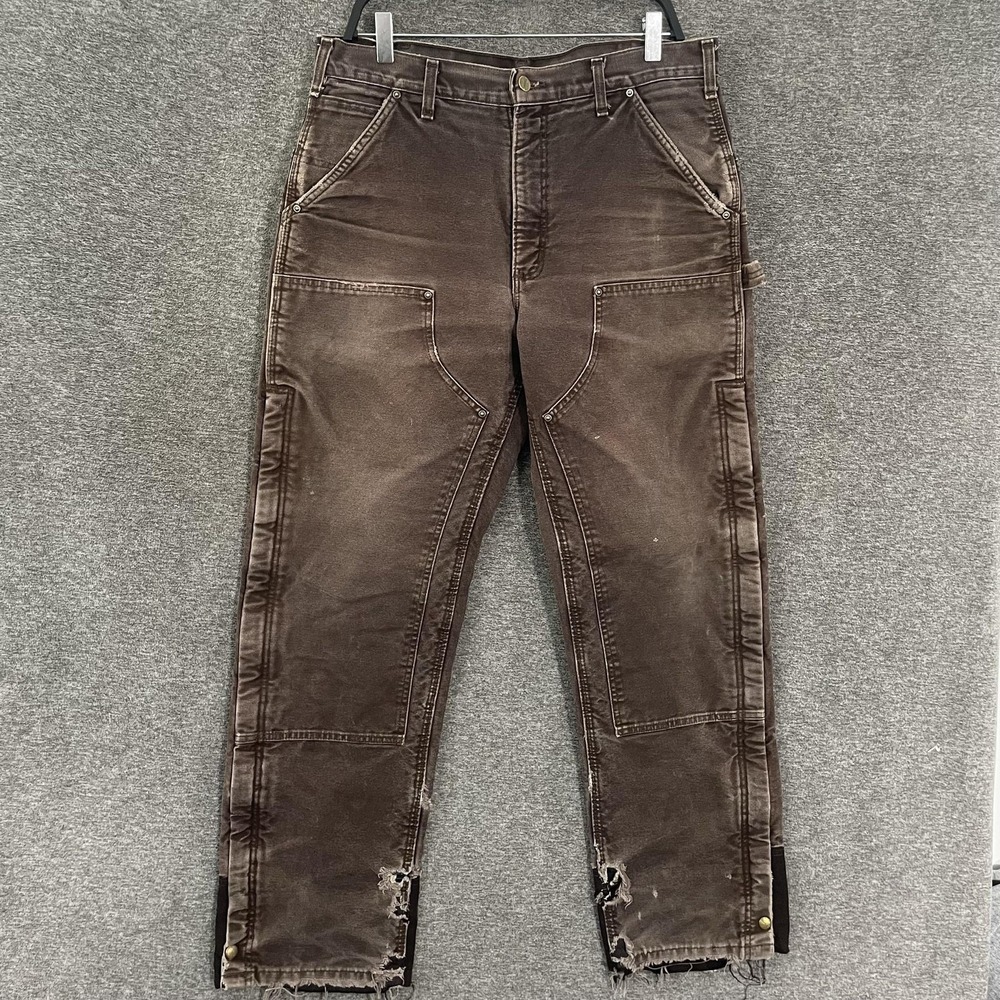 Carhartt Pants Mens 34x34 Brown Insulated Lined Carpenter‎ Double Knee B194 DKB